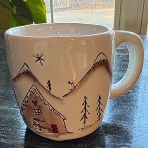Cozy Cabin Scene Mug - White and Brown